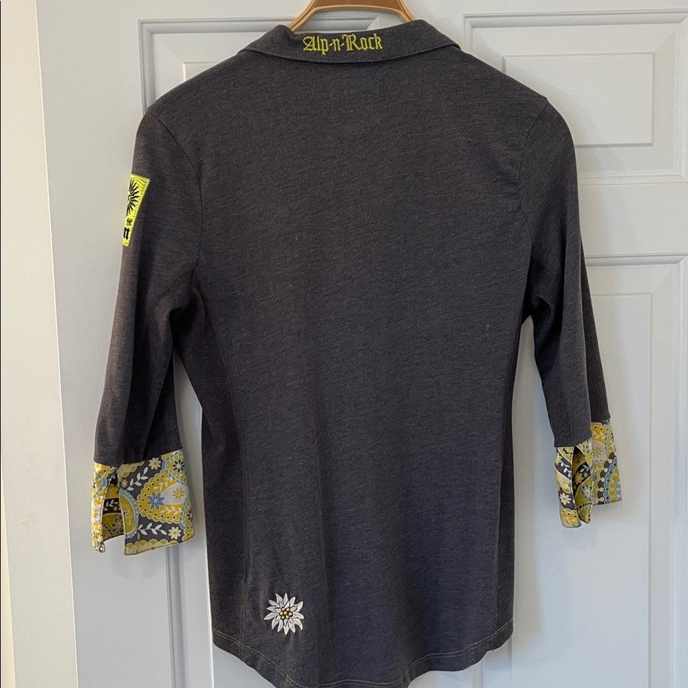 Alp n Rock Charcoal grey women’s blouse with embroidered logo, patch on sleeve - Picture 4 of 5